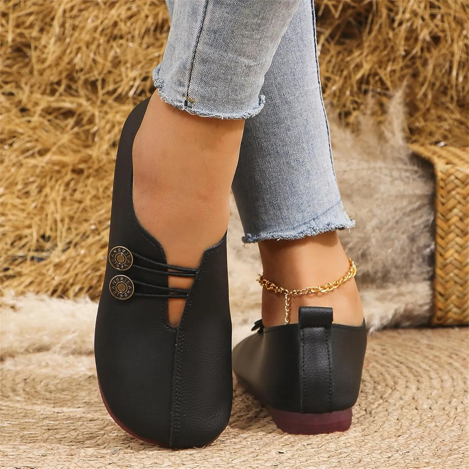 Flats Shoes for Women Round Toe Comfortable Ballet Flats Business Casual Work Slip On Dress Mary Jane Shoes Casual Dressy Walking Fashion Loafer Lightweight Breathable Outdoor Footwear