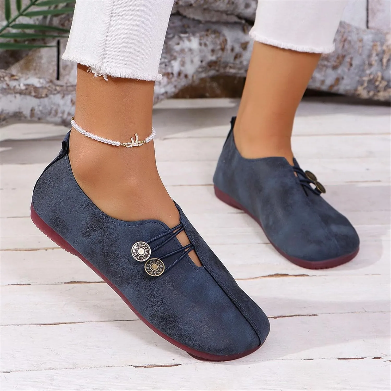Flats Shoes for Women Round Toe Comfortable Ballet Flats Business Casual Work Slip On Dress Mary Jane Shoes Casual Dressy Walking Fashion Loafer Lightweight Breathable Outdoor Footwear