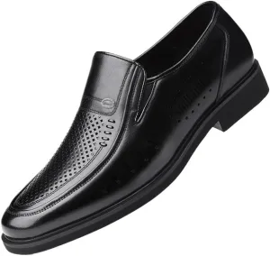 Formal Dress Shoes for Men Men's Dress Shoes, Breathable Slip-On Oxford, Round Toe Hollow Leather Business Shoes, Modern Comfortable Formal Shoes for Work