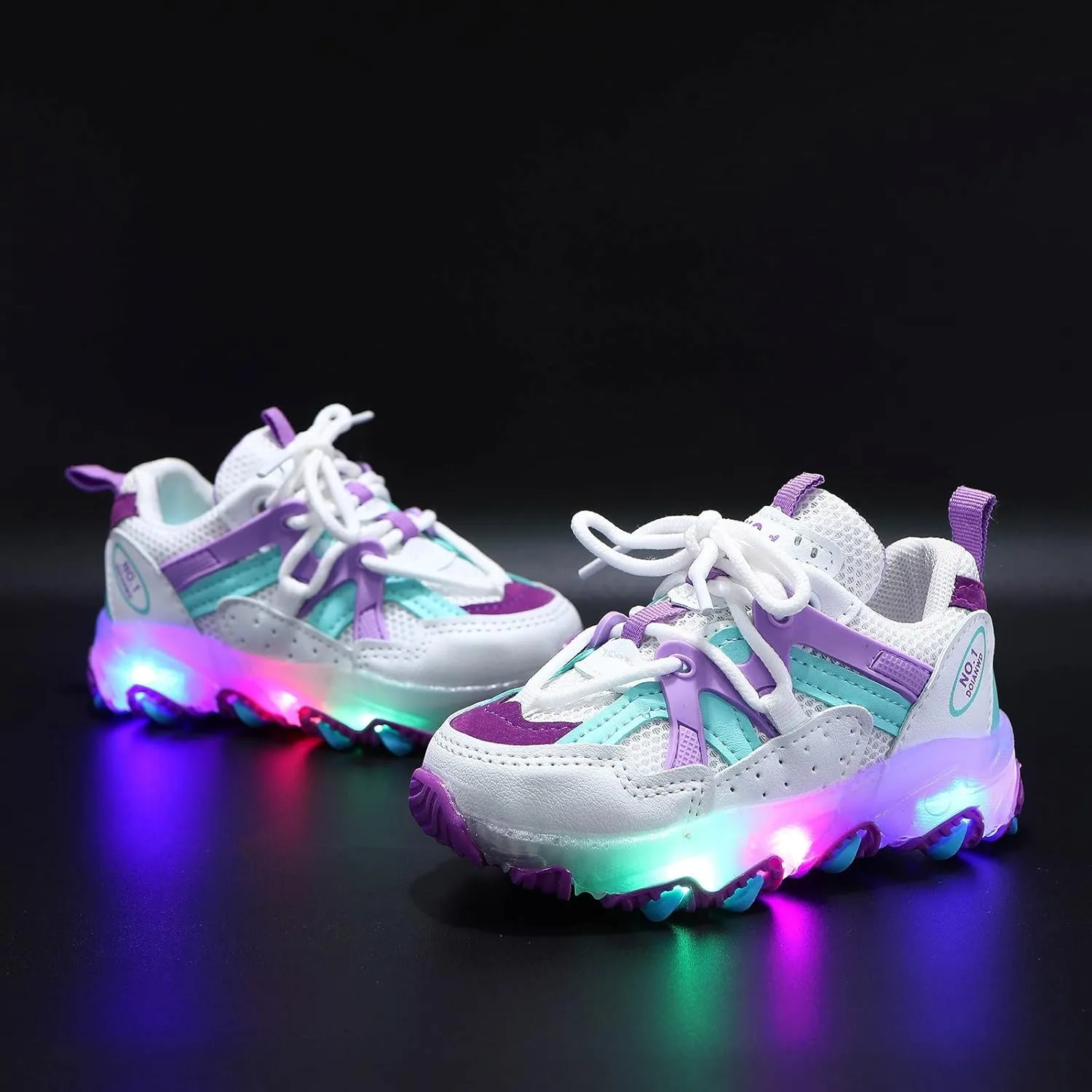 Generic Kids Toddler Boys Girls Light Up Lace Up Sneaker Baby Mesh Breathable Soft Sole Non Slip Shoes Outdoor Casual Shoes