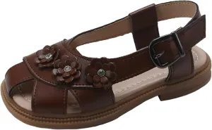 Girls Flower Hollow Beach Shoes 2025 Stylish Kids Lightweight Soft Sole Slip On Buckle Girls Slippers Toddler Shoes