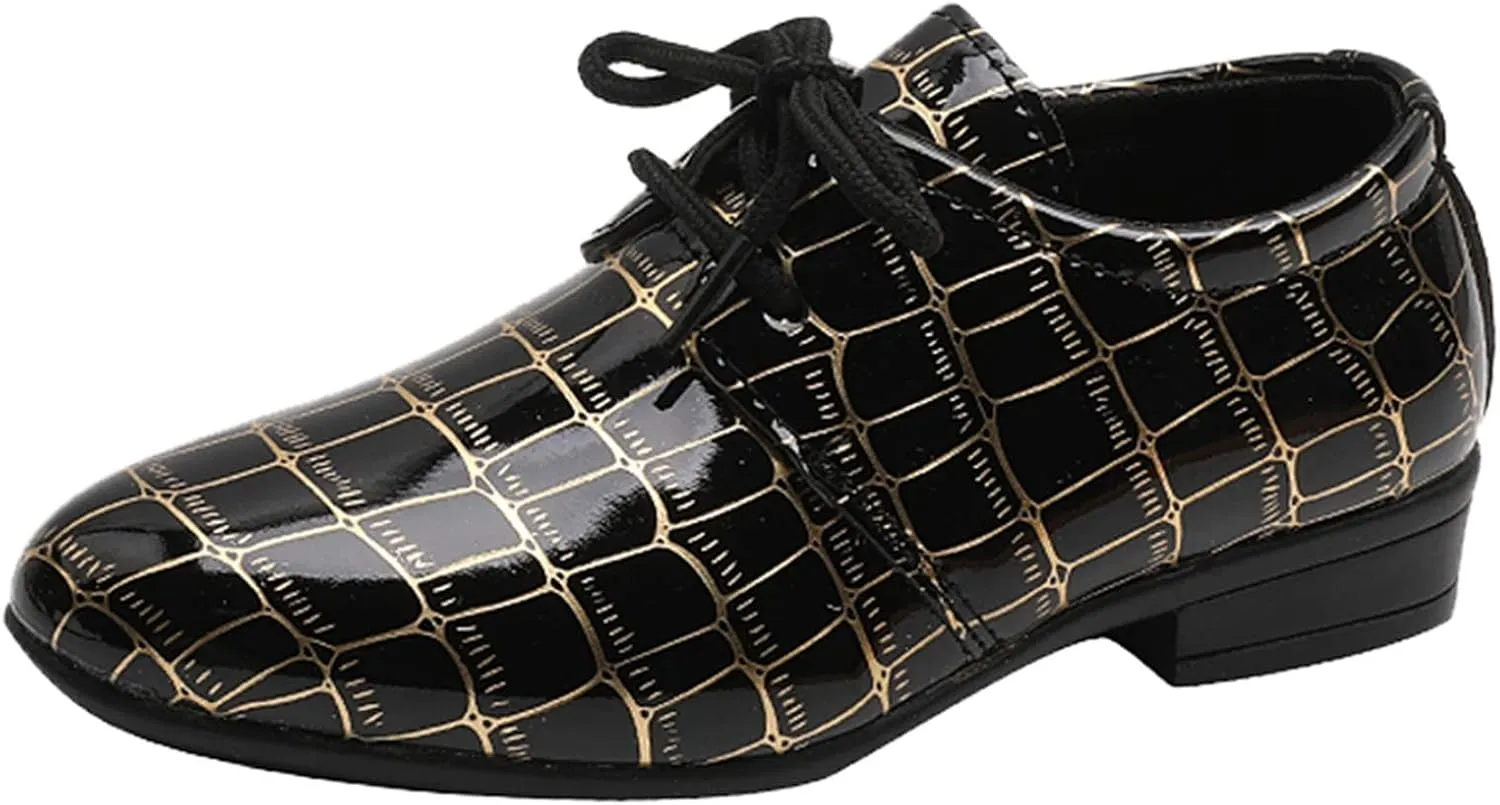 Girls Pointed Toe Dress Shoes Boy’s Dress Oxford Formal Shoes Toddler Lace Up Loafer Wedding Shoes Leather Shoes