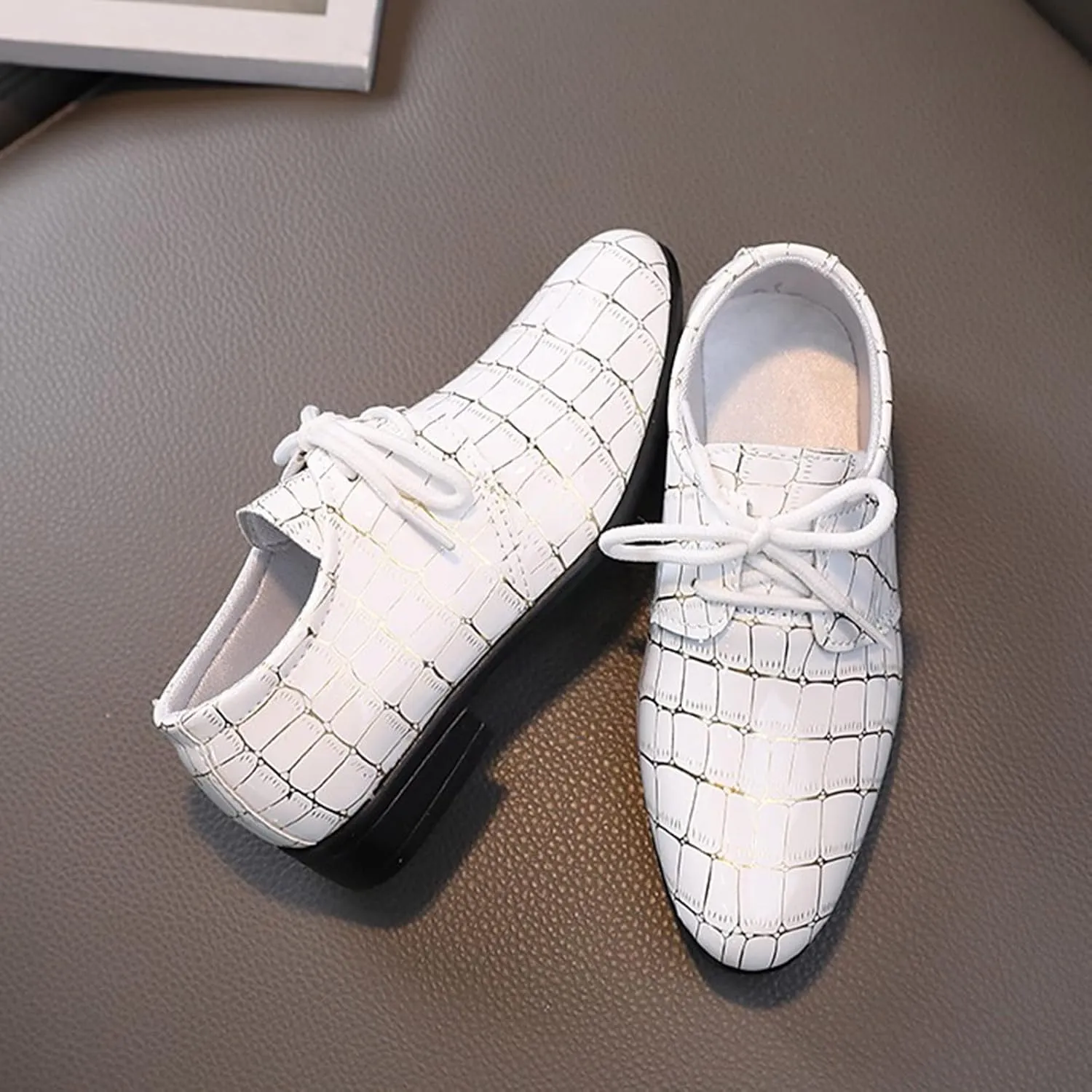 Girls Pointed Toe Dress Shoes Boy’s Dress Oxford Formal Shoes Toddler Lace Up Loafer Wedding Shoes Leather Shoes