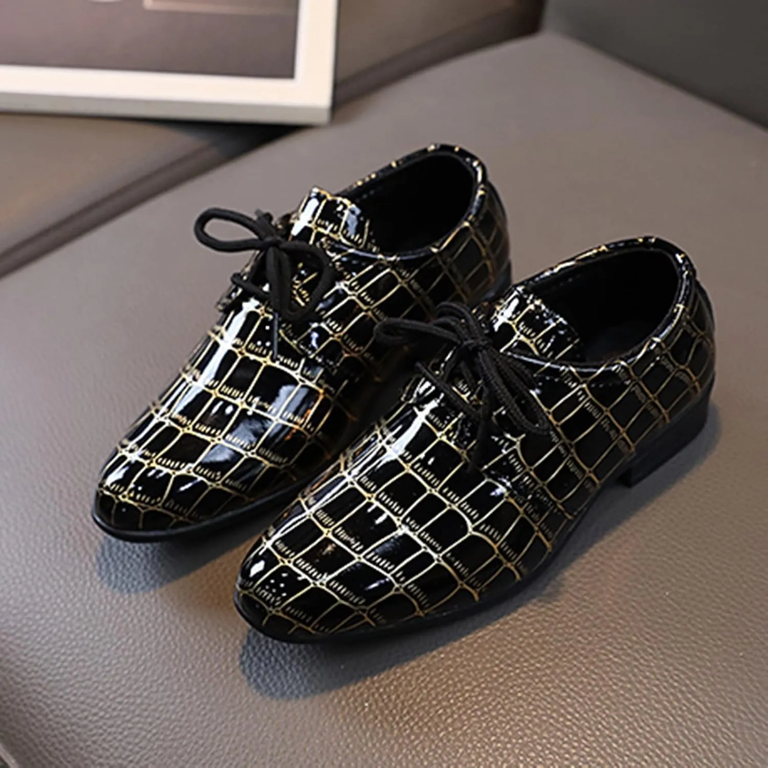 Girls Pointed Toe Dress Shoes Boy’s Dress Oxford Formal Shoes Toddler Lace Up Loafer Wedding Shoes Leather Shoes