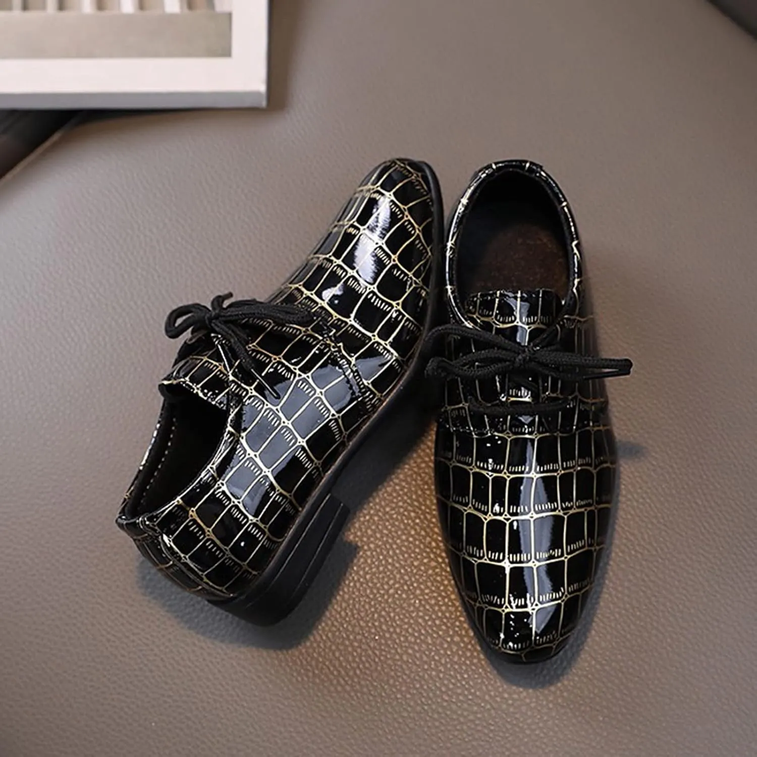 Girls Pointed Toe Dress Shoes Boy’s Dress Oxford Formal Shoes Toddler Lace Up Loafer Wedding Shoes Leather Shoes