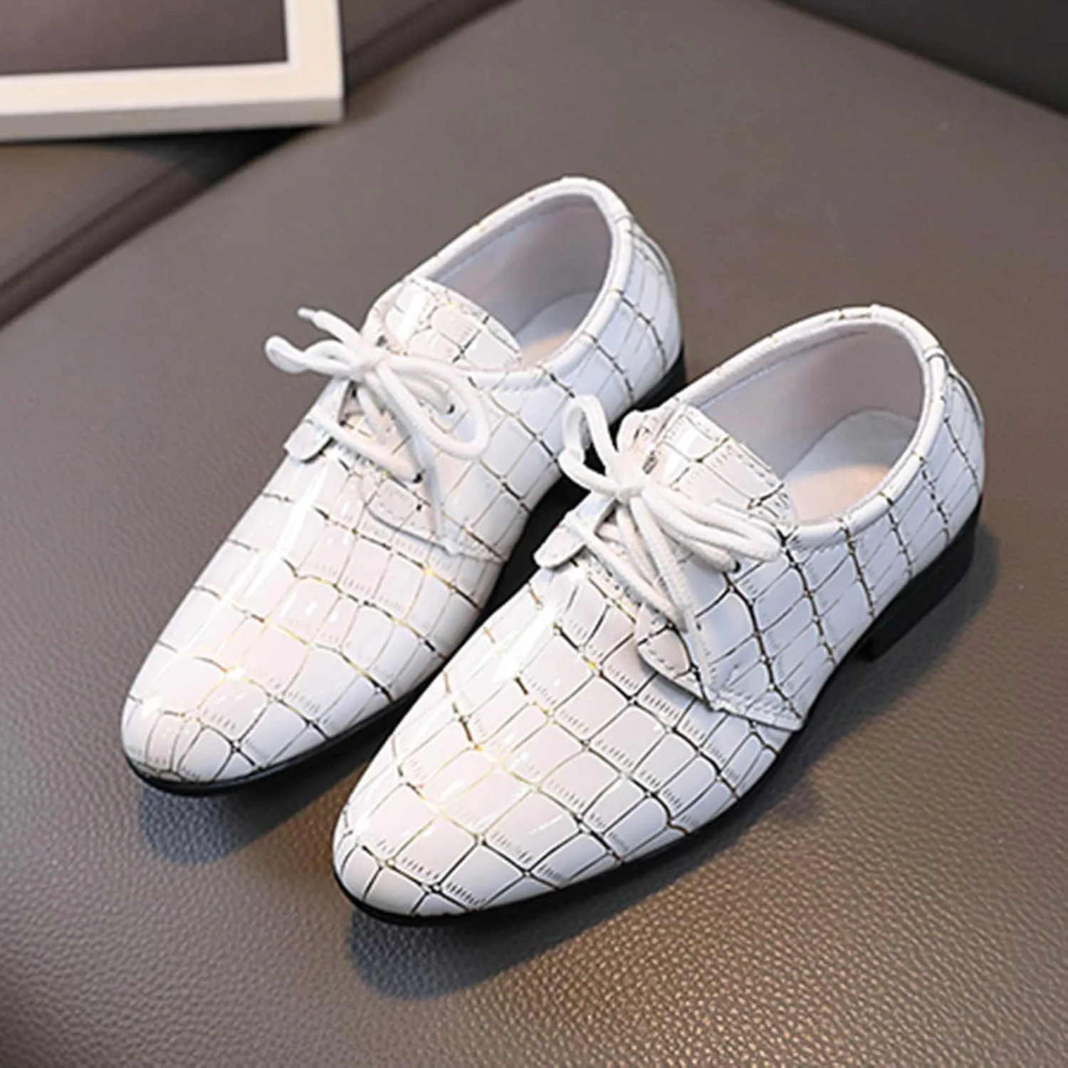 Girls Pointed Toe Dress Shoes Boy’s Dress Oxford Formal Shoes Toddler Lace Up Loafer Wedding Shoes Leather Shoes