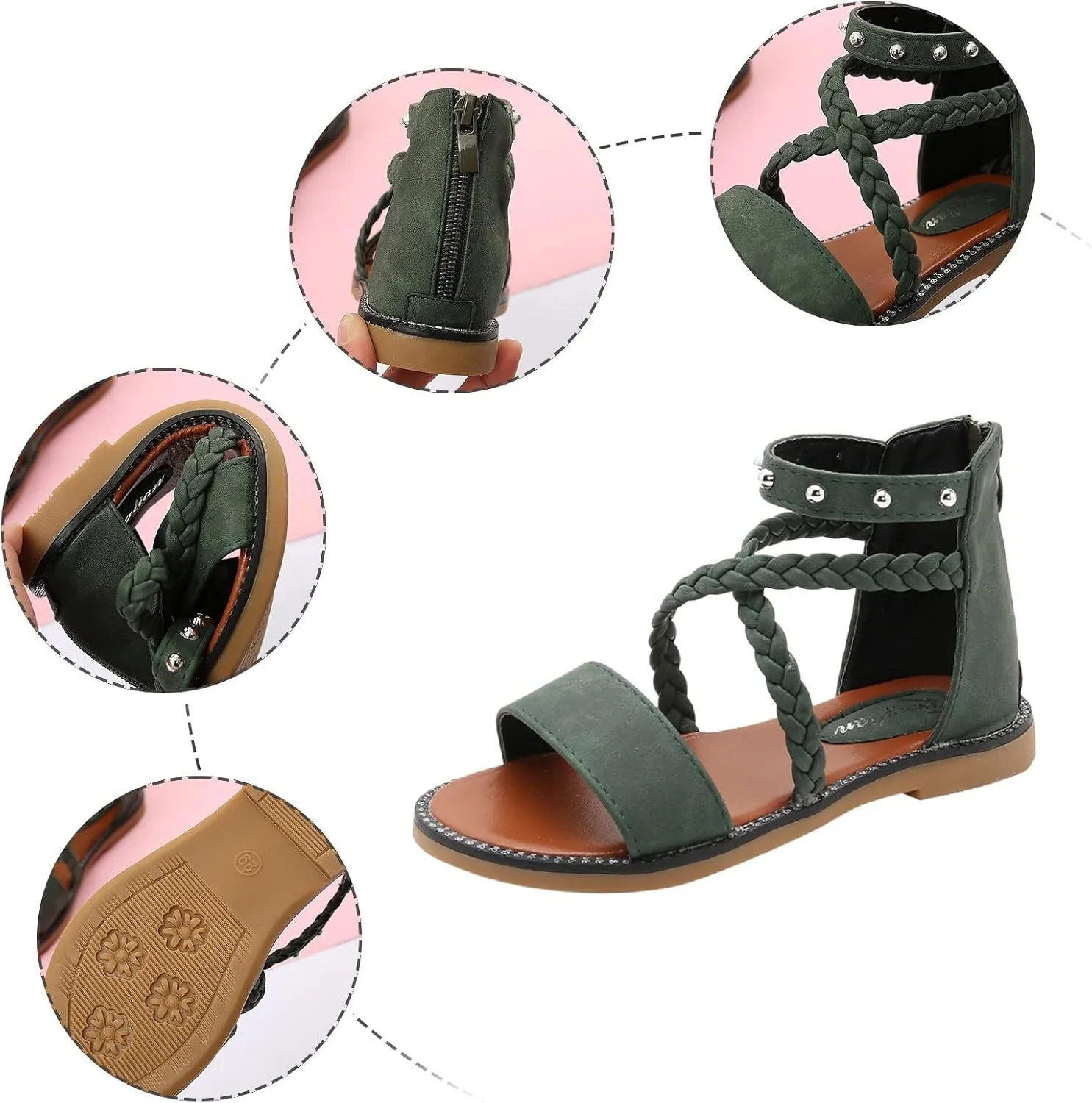 Girls Sandals Princess Shoes Soft Sole Beach Sandals Kids Roman Shoes Bots Flip Flops