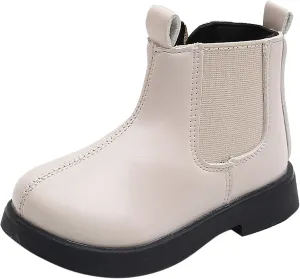 Girls Winter Boots Fashion Shoes Ankle Booties with Side Zipper Chelsea Short Booties Kids School Leather Shoes