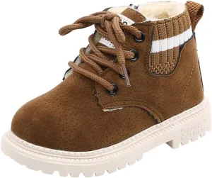 Girls Winter Boots Kid's Leather Lace-Up Zipper Combat Booties Flat Heel Mid-Calf Shoes Comfort Cowgirl Booties