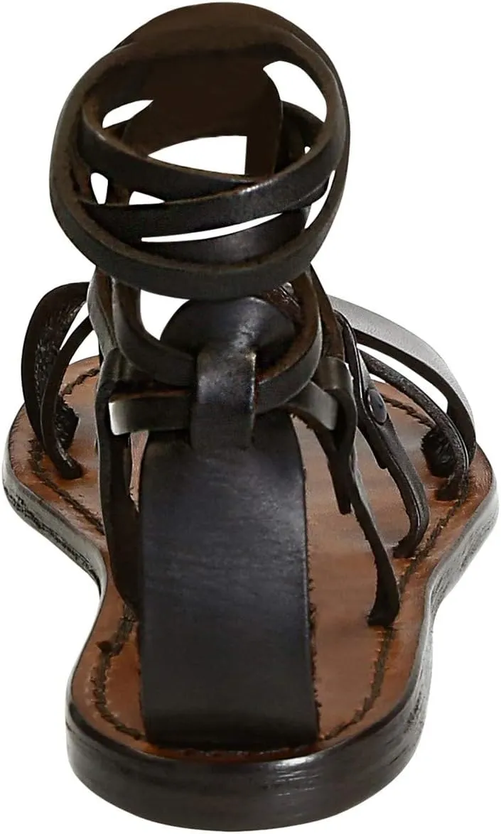 Handmade lace-up Gladiator Sandals in Brown Calf Leather
