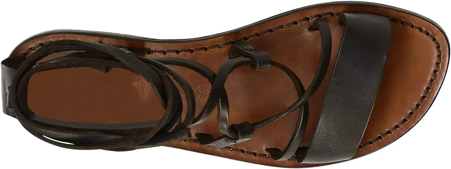 Handmade lace-up Gladiator Sandals in Brown Calf Leather