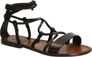 Handmade lace-up Gladiator Sandals in Brown Calf Leather