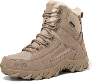 Kervaky Men's snow boots plush warm boots winter hiking boots military tactical boots cotton boots work boots outdoor boots