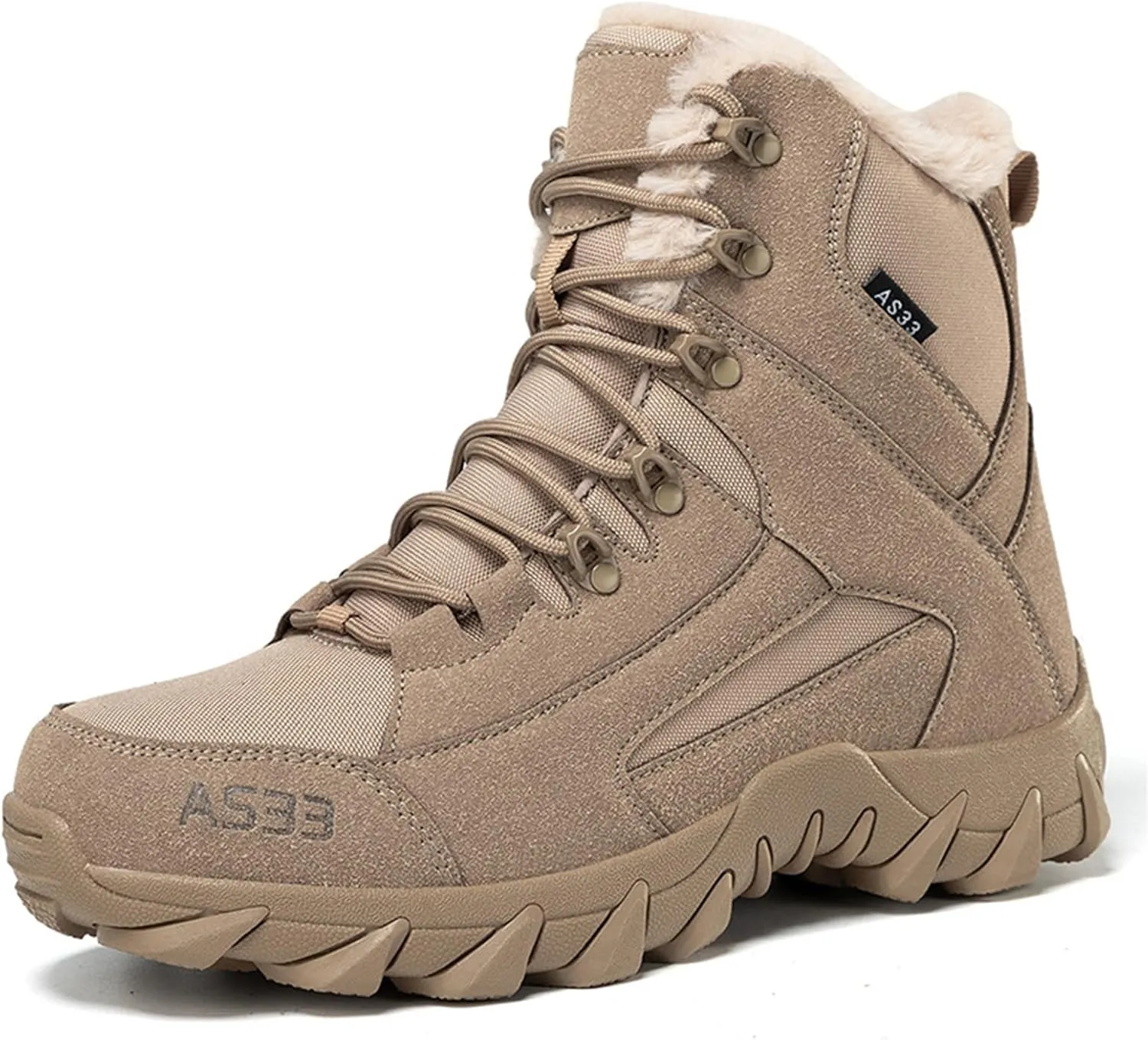 Kervaky Men's snow boots plush warm boots winter hiking boots military tactical boots cotton boots work boots outdoor boots