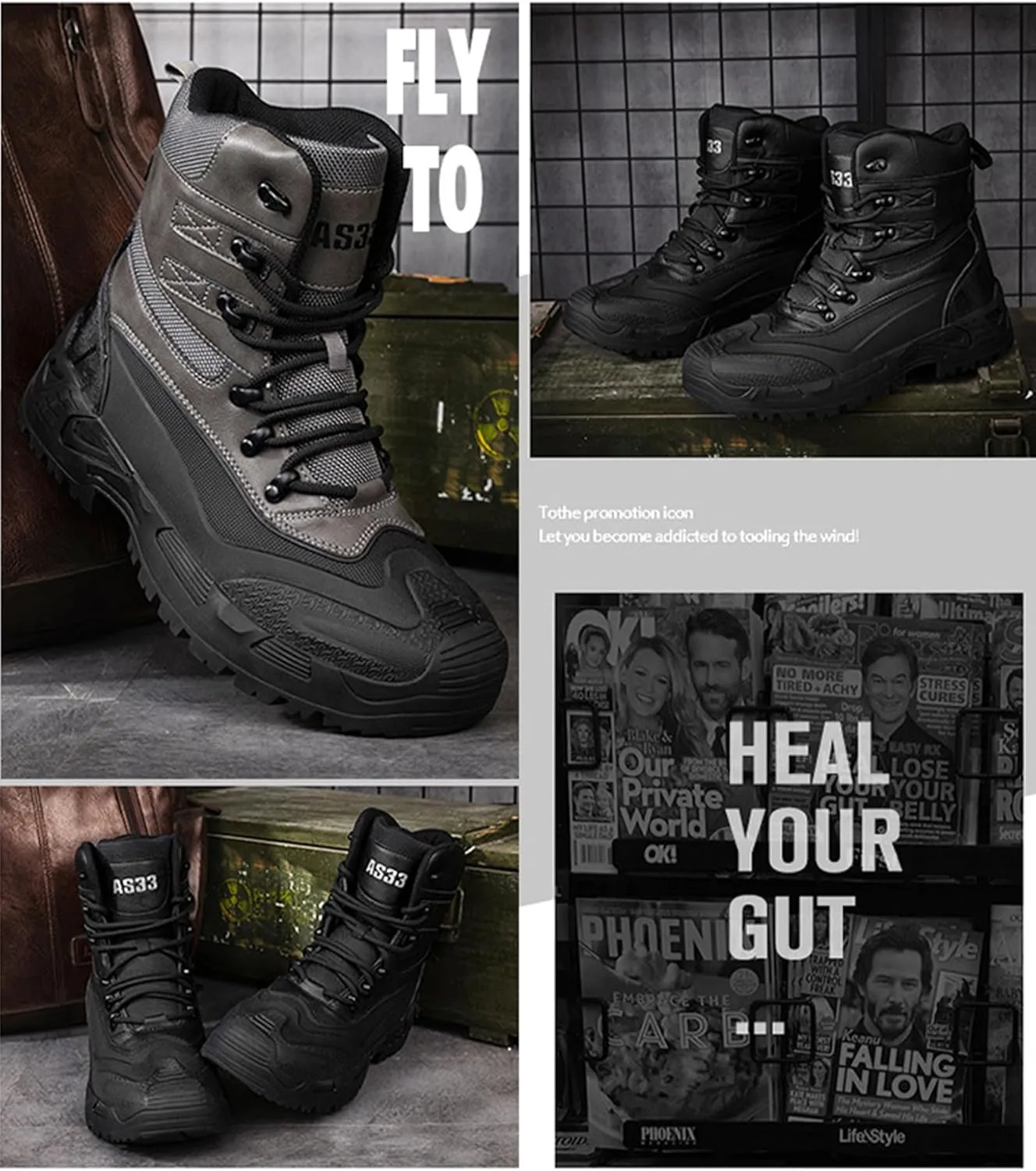 Kervaky Men's tactical boots Lightweight military boots Work boots Durable boots Hiking boots Combat shoes