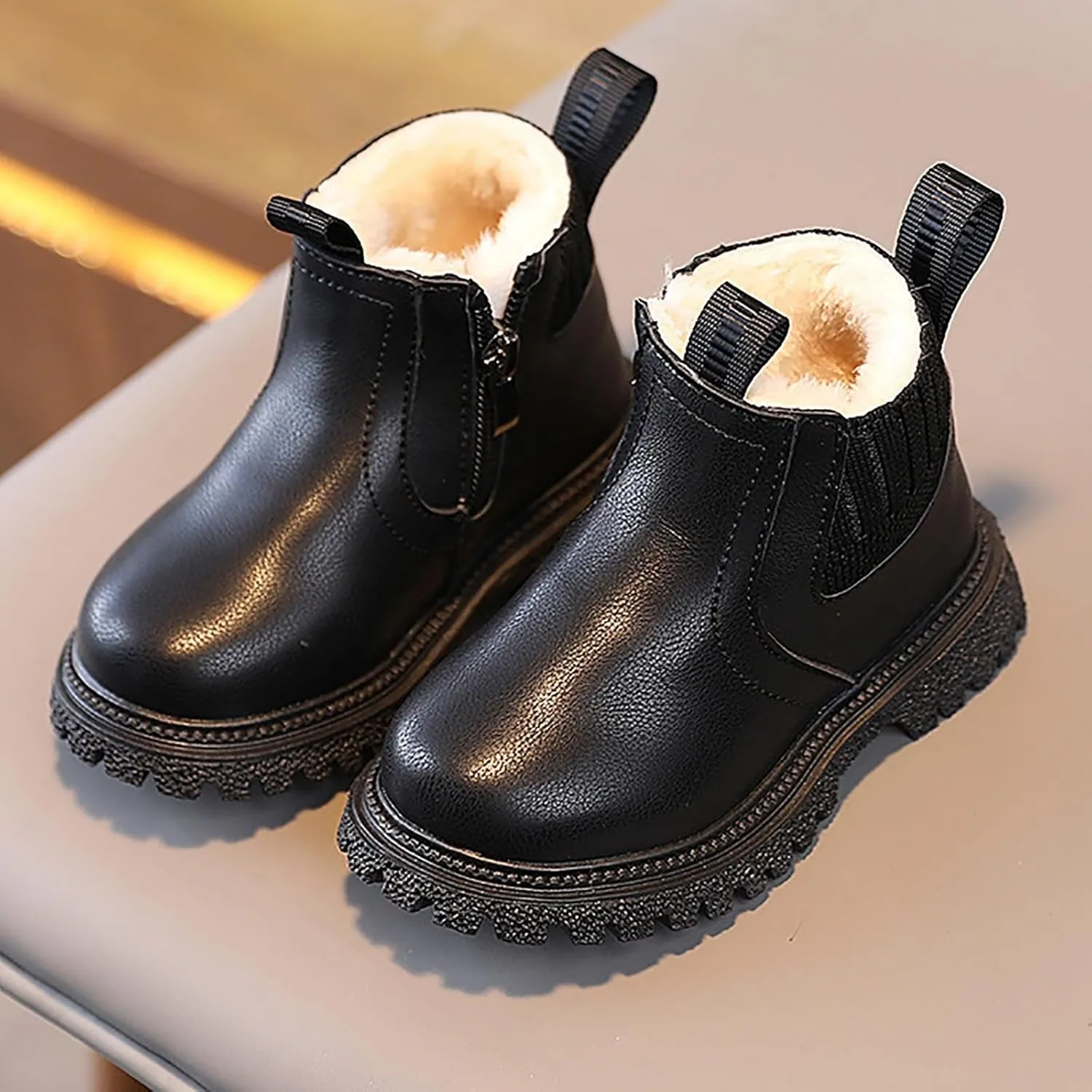 Kid's Girl Winter Snow Booties Faux Leather Ankle Boots Waterproof Outdoor Short Boots Keep Warm Fashion Shoes
