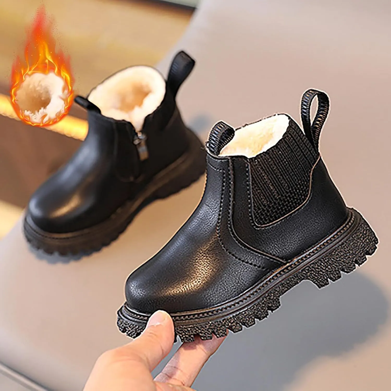 Kid's Girl Winter Snow Booties Faux Leather Ankle Boots Waterproof Outdoor Short Boots Keep Warm Fashion Shoes