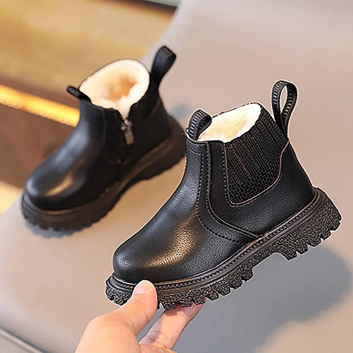 Kid's Girl Winter Snow Booties Faux Leather Ankle Boots Waterproof Outdoor Short Boots Keep Warm Fashion Shoes