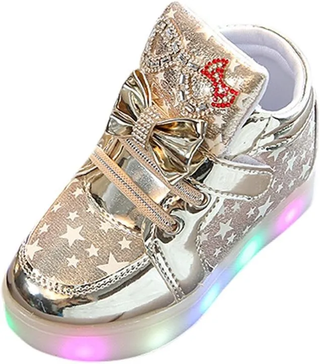 Kids LED Light Up Sneakers Breathable Sport Casual Girls Boys Shoes Adjustable Strap Flashing for Toddler/Little
