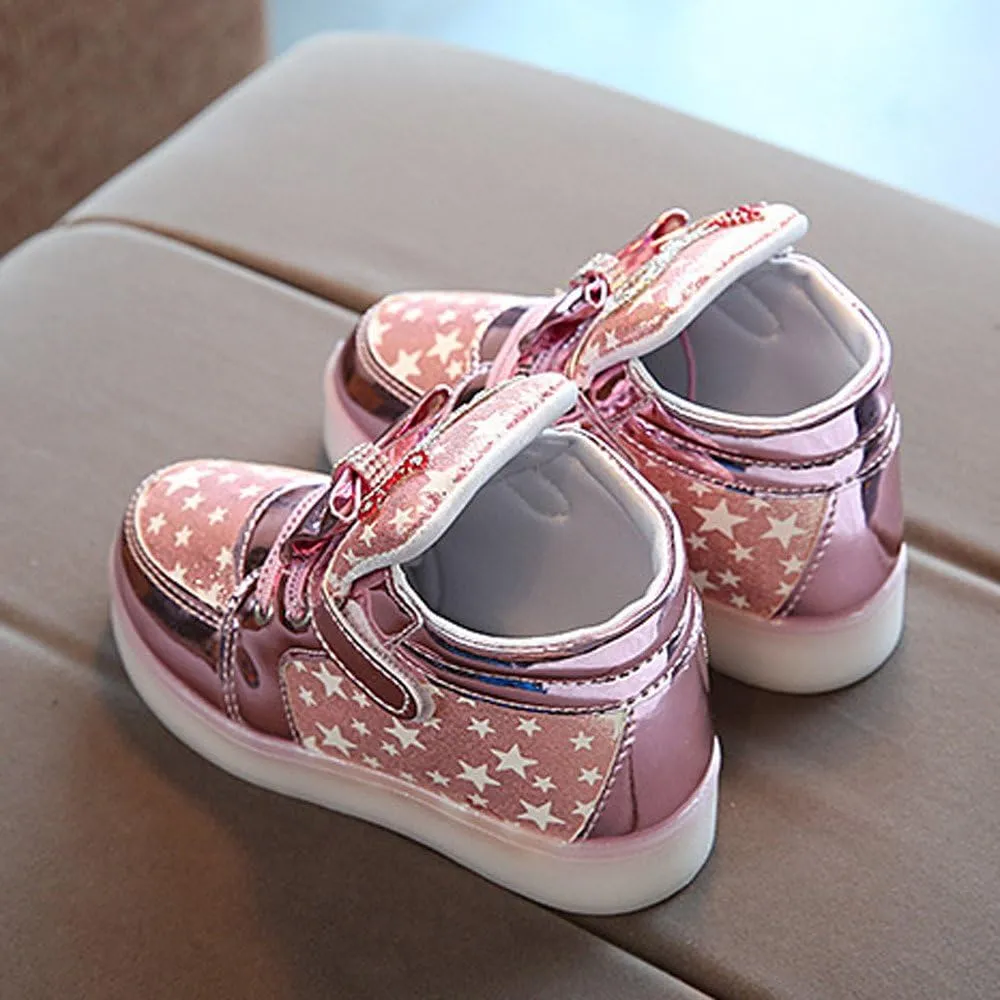 Kids LED Light Up Sneakers Breathable Sport Casual Girls Boys Shoes Adjustable Strap Flashing for Toddler/Little