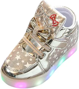 Kids LED Light Up Sneakers Breathable Sport Casual Girls Boys Shoes Adjustable Strap Flashing for Toddler/Little