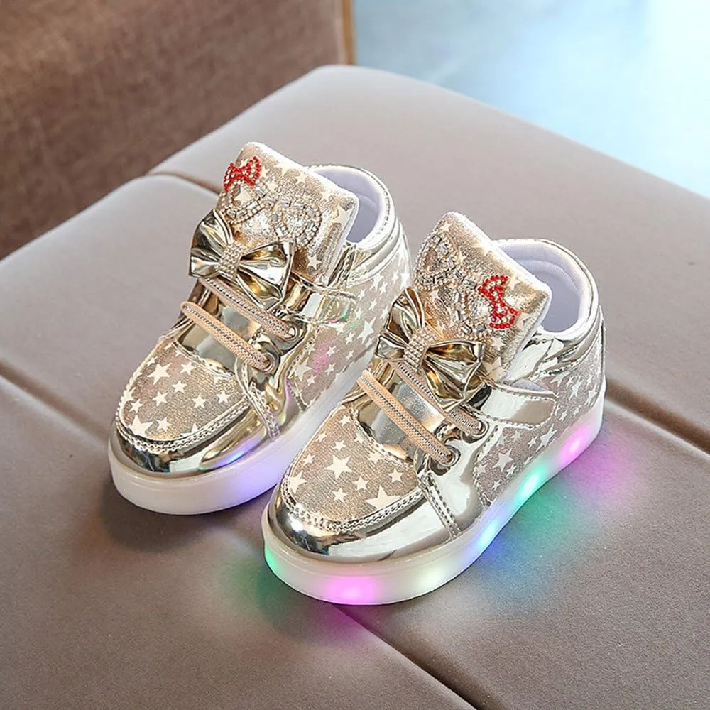 Kids LED Light Up Sneakers Breathable Sport Casual Girls Boys Shoes Adjustable Strap Flashing for Toddler/Little