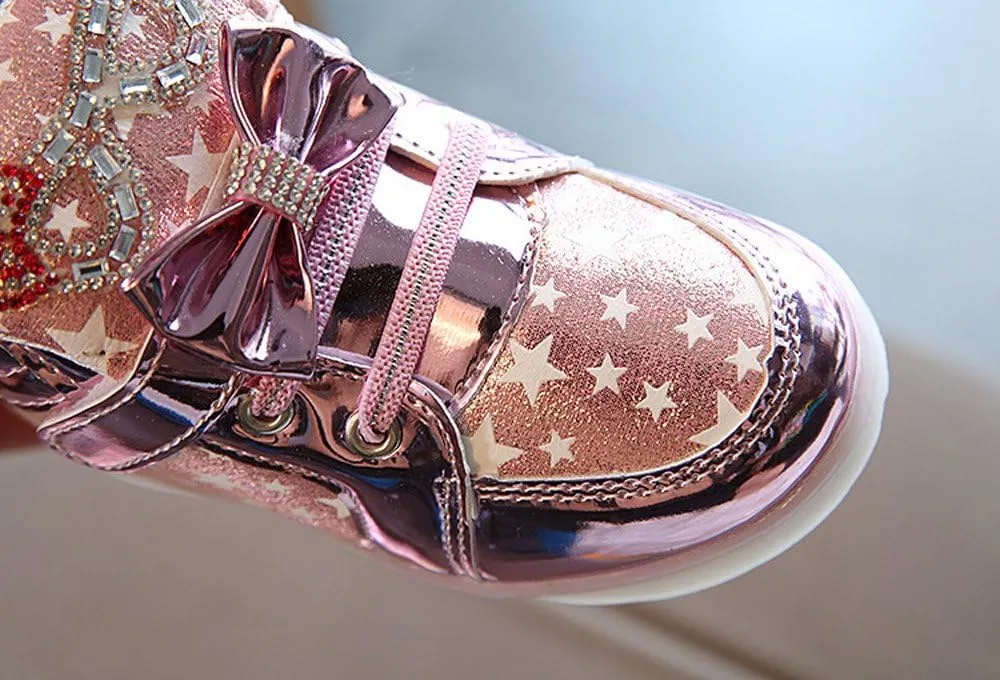 Kids LED Light Up Sneakers Breathable Sport Casual Girls Boys Shoes Adjustable Strap Flashing for Toddler/Little