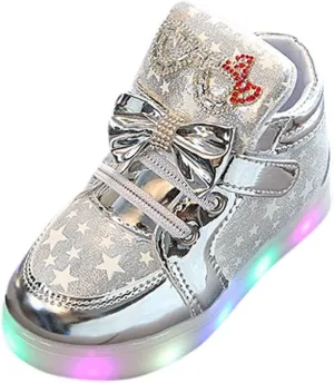 Kids LED Light Up Sneakers Breathable Sport Casual Girls Boys Shoes Adjustable Strap Flashing for Toddler/Little