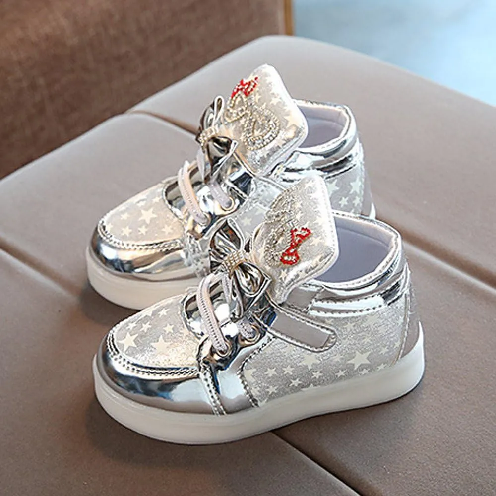 Kids LED Light Up Sneakers Breathable Sport Casual Girls Boys Shoes Adjustable Strap Flashing for Toddler/Little