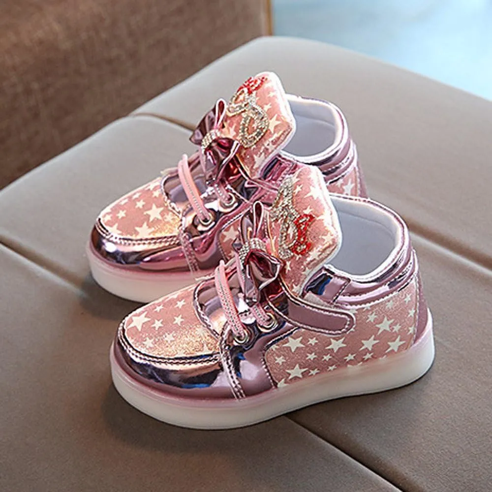 Kids LED Light Up Sneakers Breathable Sport Casual Girls Boys Shoes Adjustable Strap Flashing for Toddler/Little