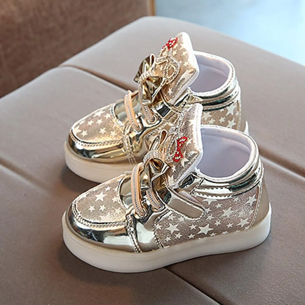 Kids LED Light Up Sneakers Breathable Sport Casual Girls Boys Shoes Adjustable Strap Flashing for Toddler/Little