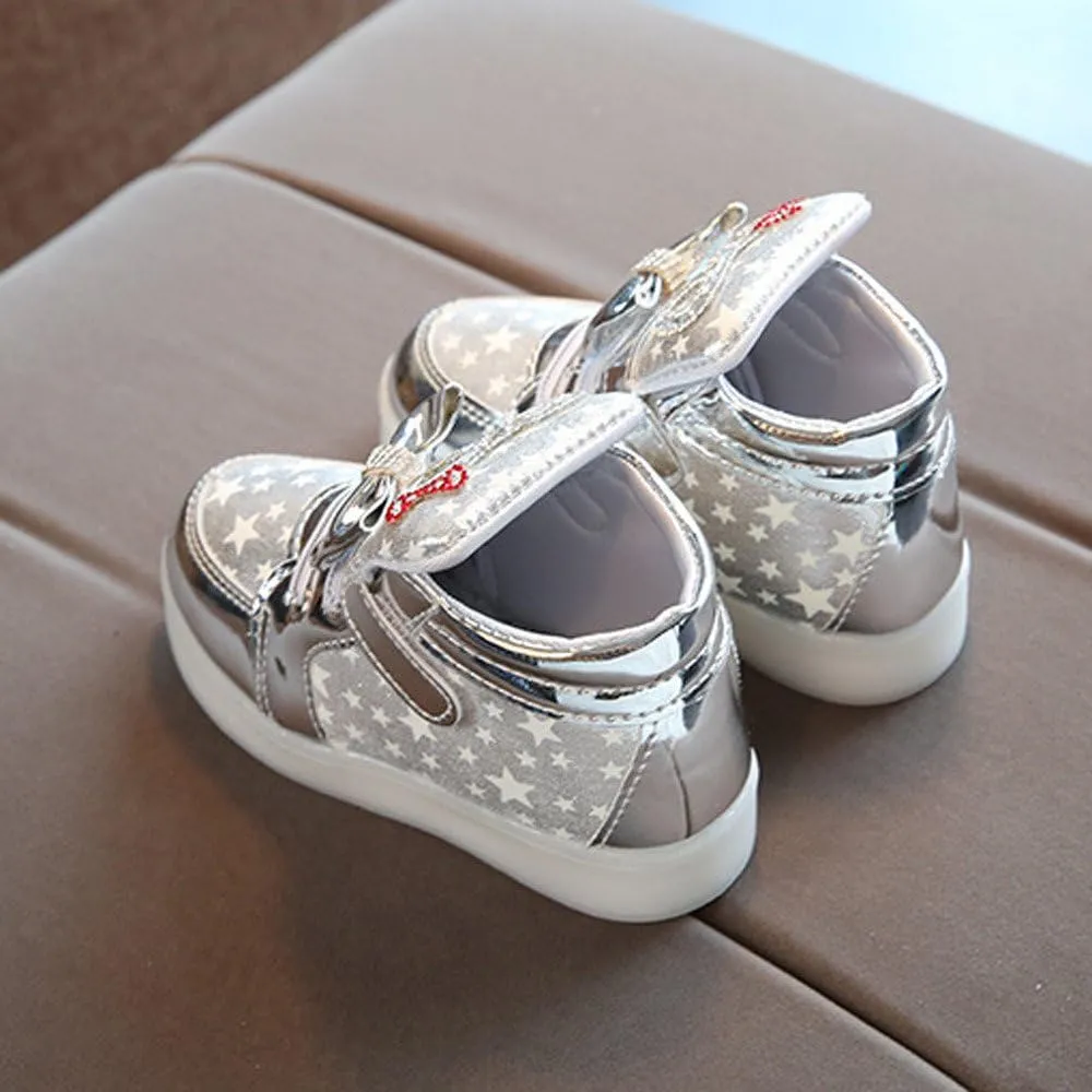 Kids LED Light Up Sneakers Breathable Sport Casual Girls Boys Shoes Adjustable Strap Flashing for Toddler/Little