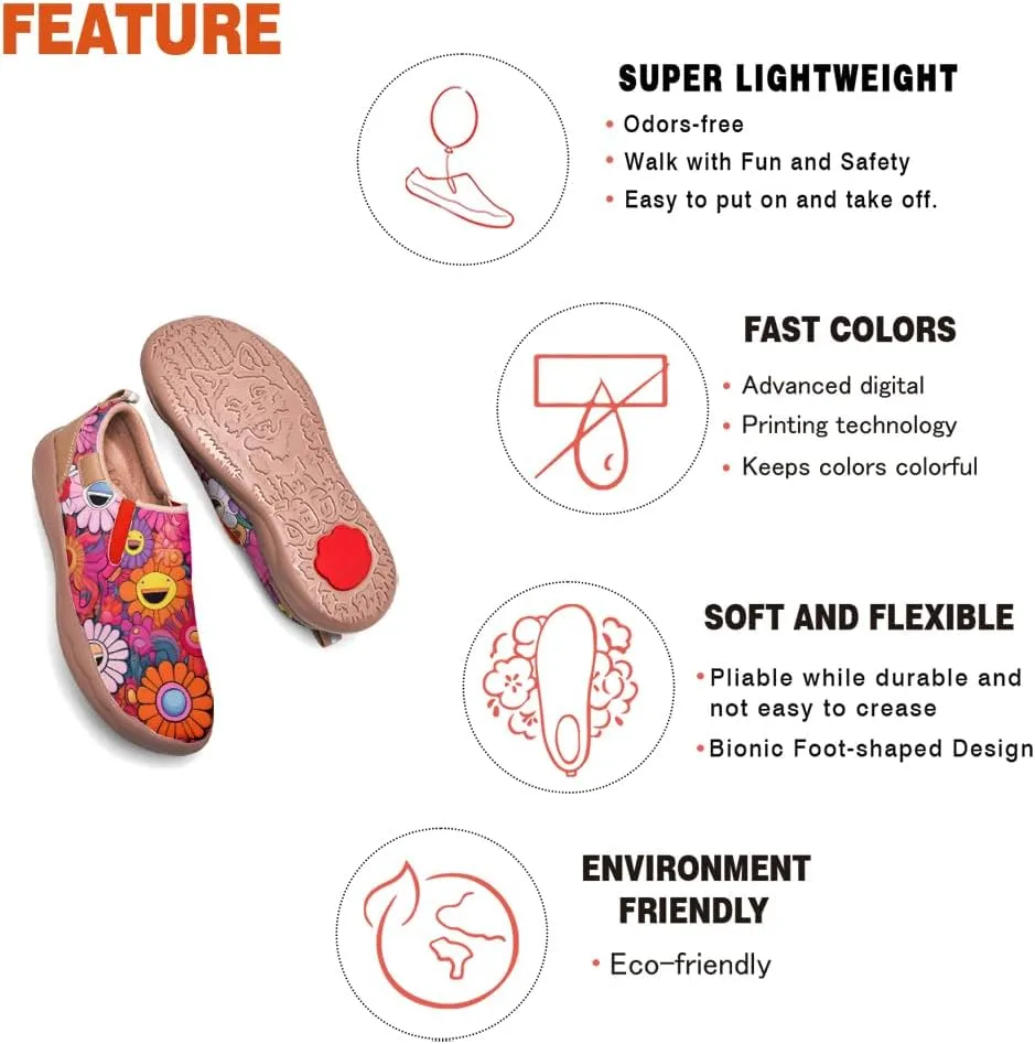Kids Shoes Boys Girls Slip On Loafers Lightweight Soft Sole Sneaker Smiling Colorful Sunflower