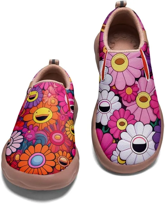Kids Shoes Boys Girls Slip On Loafers Lightweight Soft Sole Sneaker Smiling Colorful Sunflower