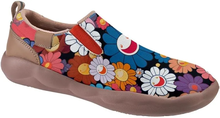 Kids Shoes Boys Girls Slip On Loafers Lightweight Soft Sole Sneaker Smiling Colorful Sunflower