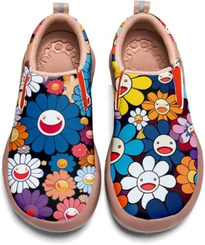 Kids Shoes Boys Girls Slip On Loafers Lightweight Soft Sole Sneaker Smiling Colorful Sunflower