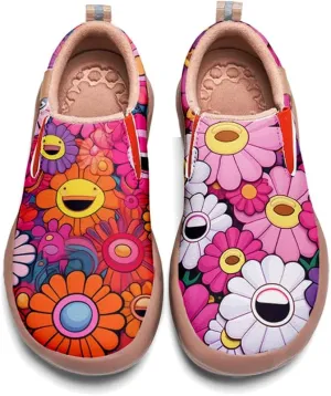 Kids Shoes Boys Girls Slip On Loafers Lightweight Soft Sole Sneaker Smiling Colorful Sunflower