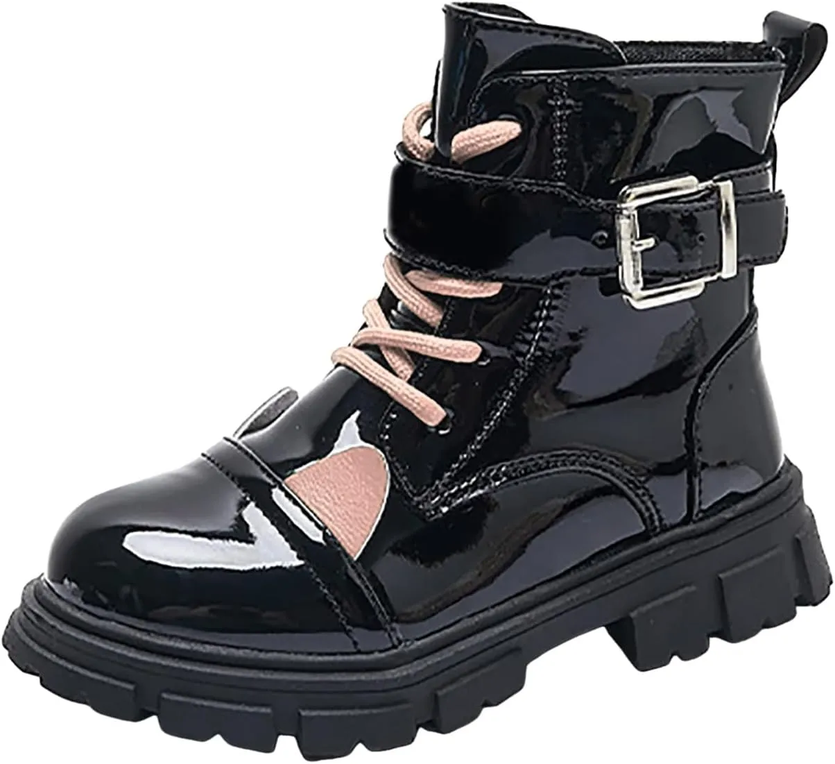 Kids Winter Boots Toddler Girls Combat Ankle Booties Fashion Leather Lace Up Combat Shoes With Zipper Riding Booties