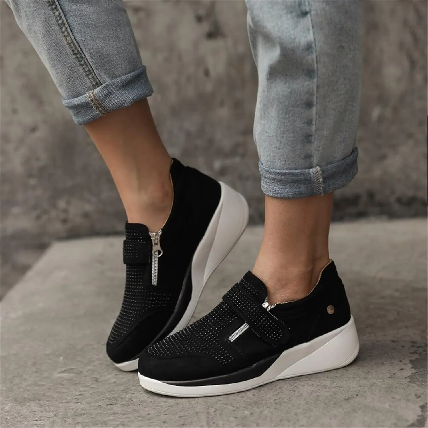 Ladmiple Shoes For Women Sneakers Slip Ons Fashion Low Top Casual Dressy Summer Fashion Comfort Walking Platform Shoes