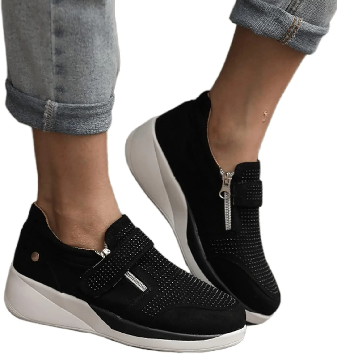 Ladmiple Shoes For Women Sneakers Slip Ons Fashion Low Top Casual Dressy Summer Fashion Comfort Walking Platform Shoes