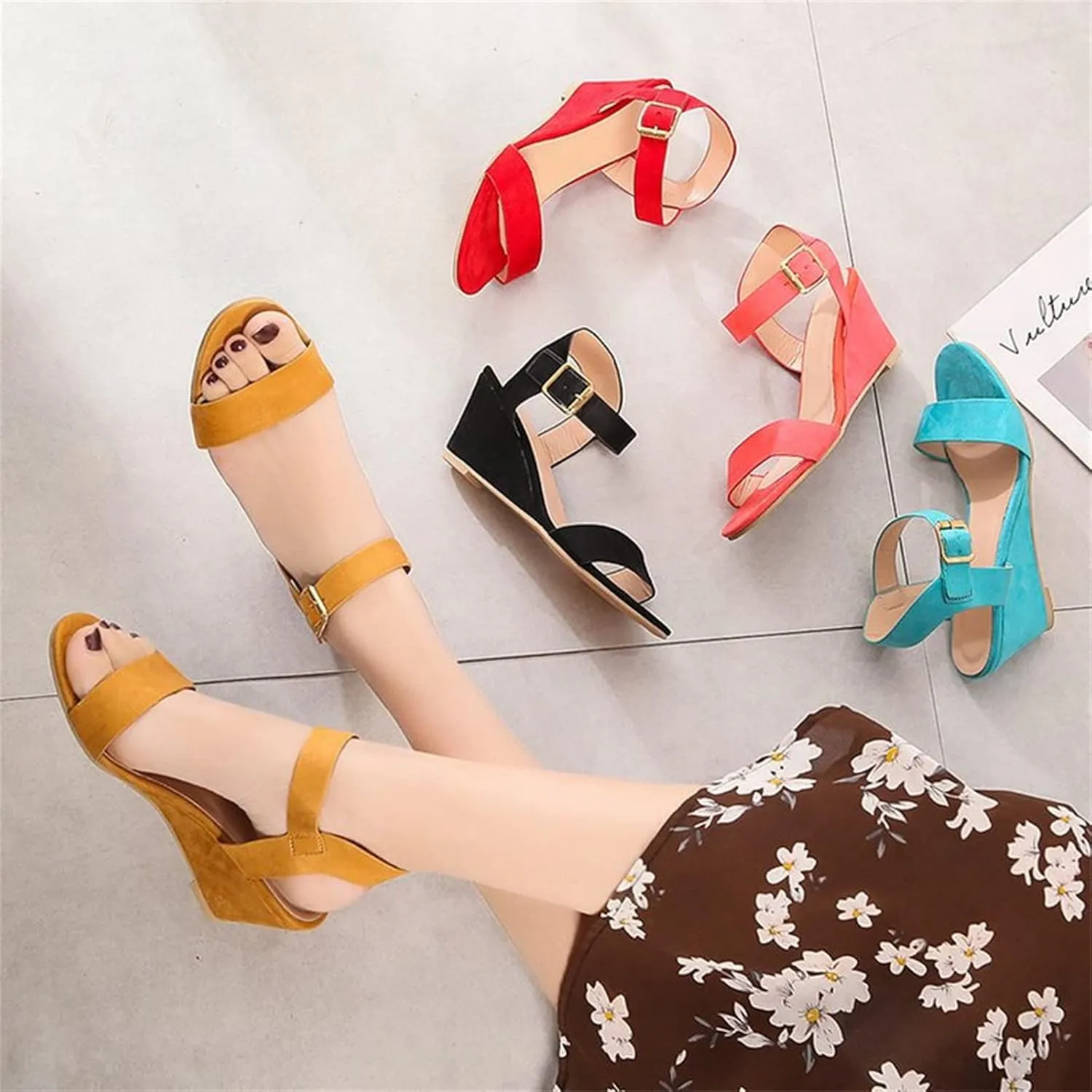 Ladmiple Wedge Sandals for Women Casual Summer Open Toe Platform Espadrille High Heel Sandals 2023 Casual Sandals Shoes