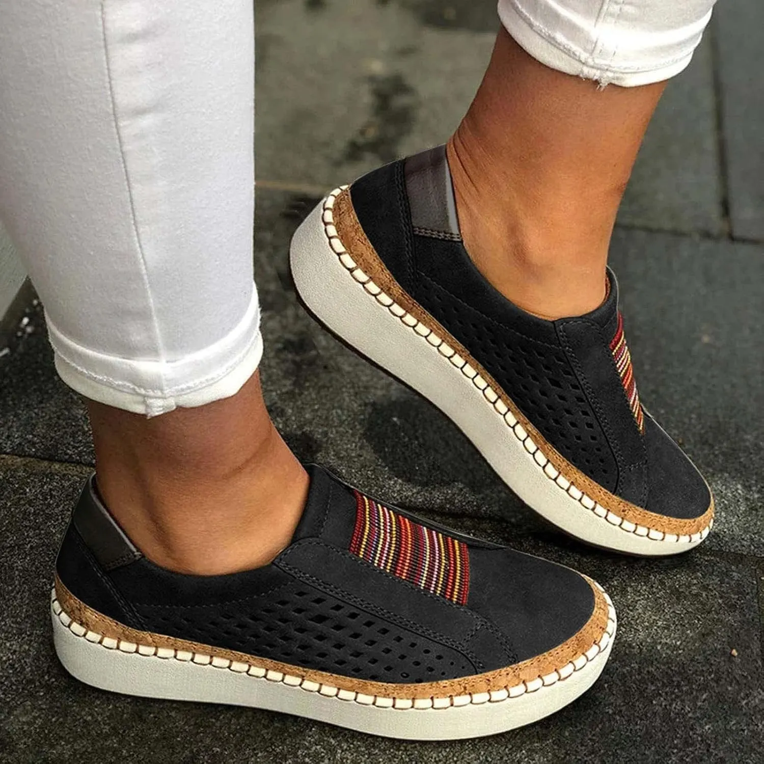Ladmiple Womens Shoes Dressy Casual Loafers Low Top Canvas Sneakers Slip On Casual Fashion Comfortable Walking Shoes