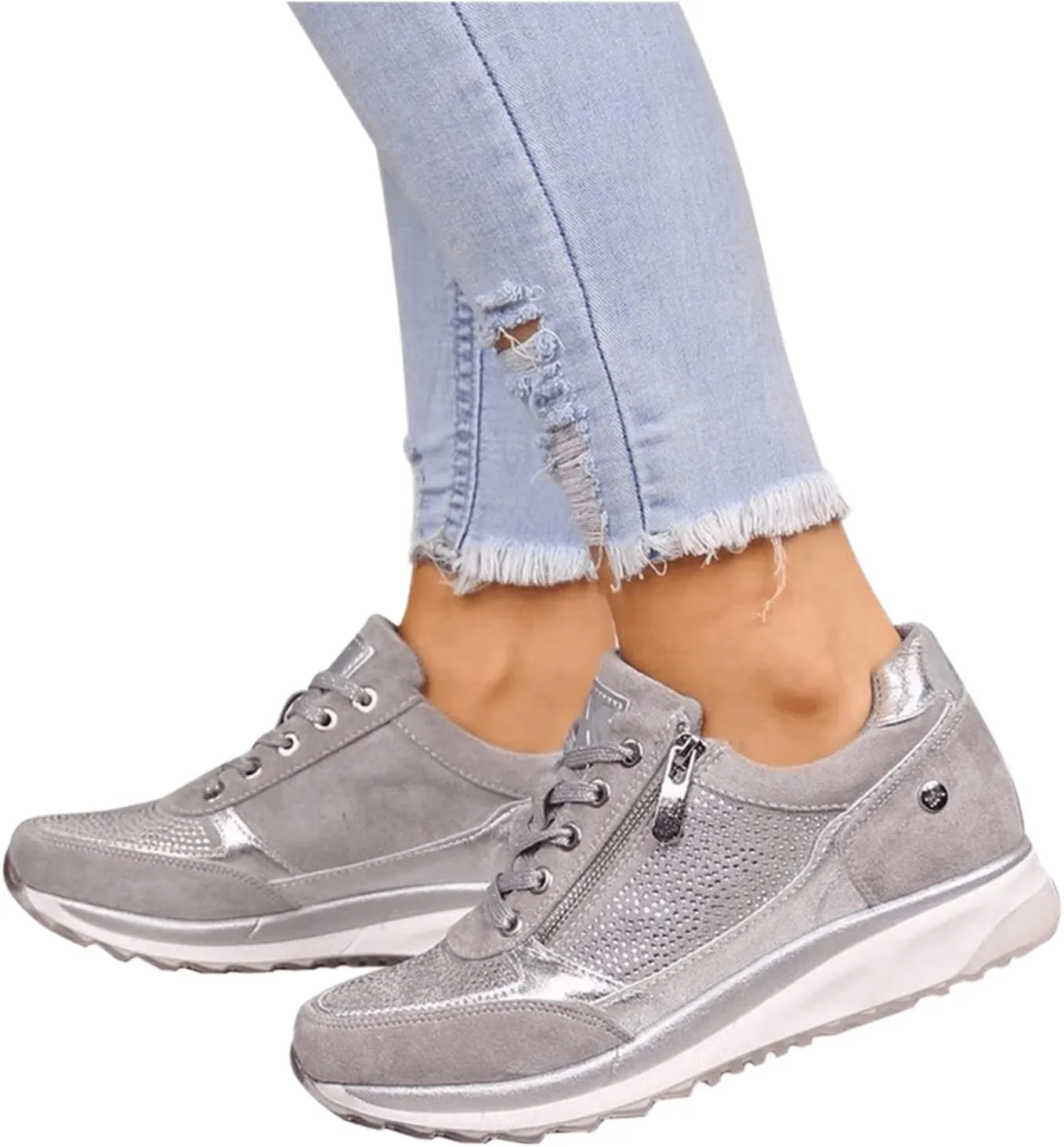 Lausiuoe Platform Shoes For Women Sneakers Lightweight Non-Slip Casual Fashion Soft Comfort Breathable Walking Shoes