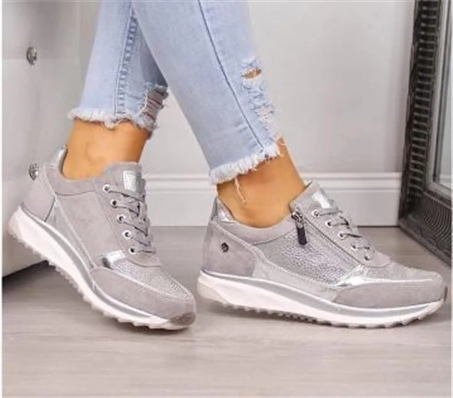 Lausiuoe Platform Shoes For Women Sneakers Lightweight Non-Slip Casual Fashion Soft Comfort Breathable Walking Shoes