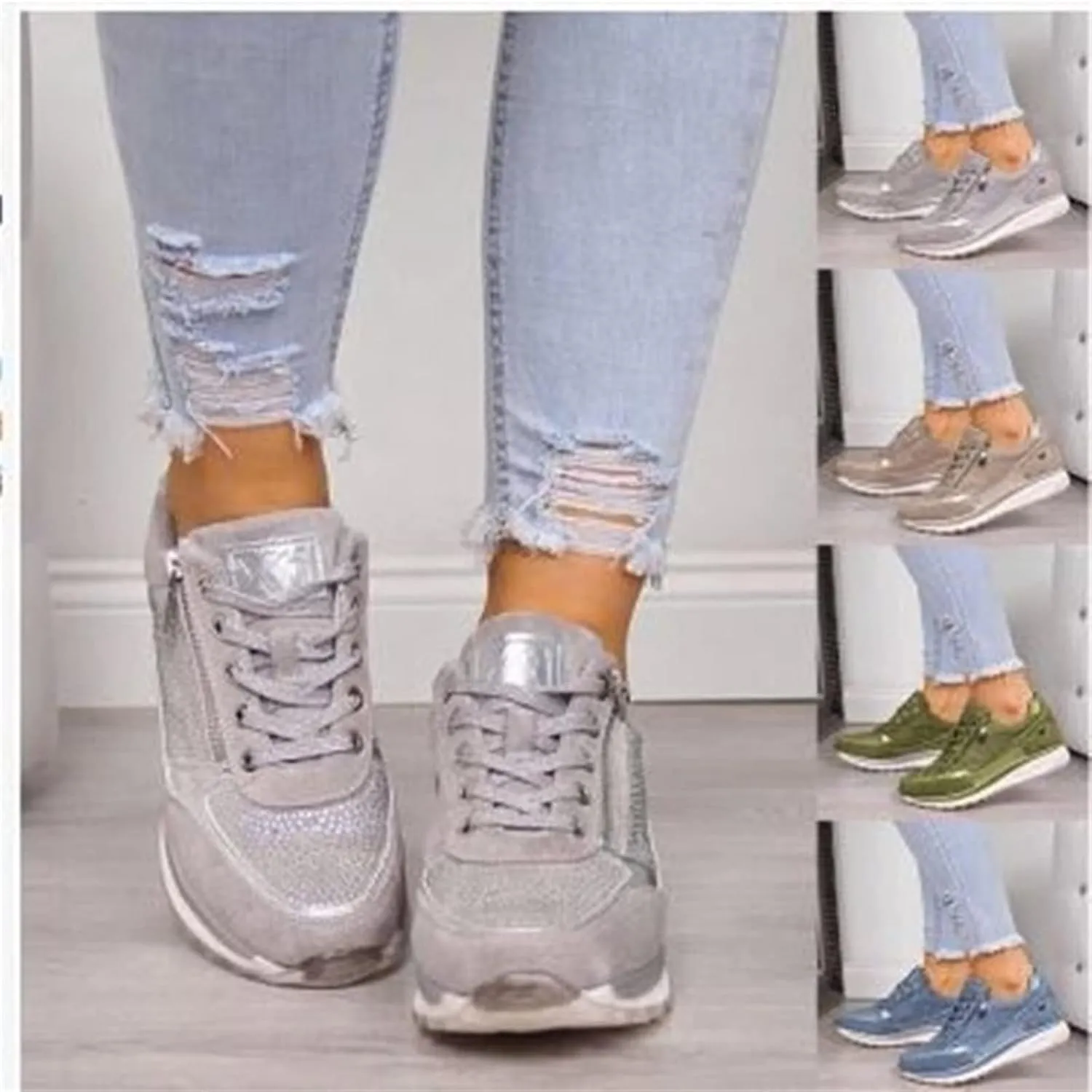 Lausiuoe Platform Shoes For Women Sneakers Lightweight Non-Slip Casual Fashion Soft Comfort Breathable Walking Shoes