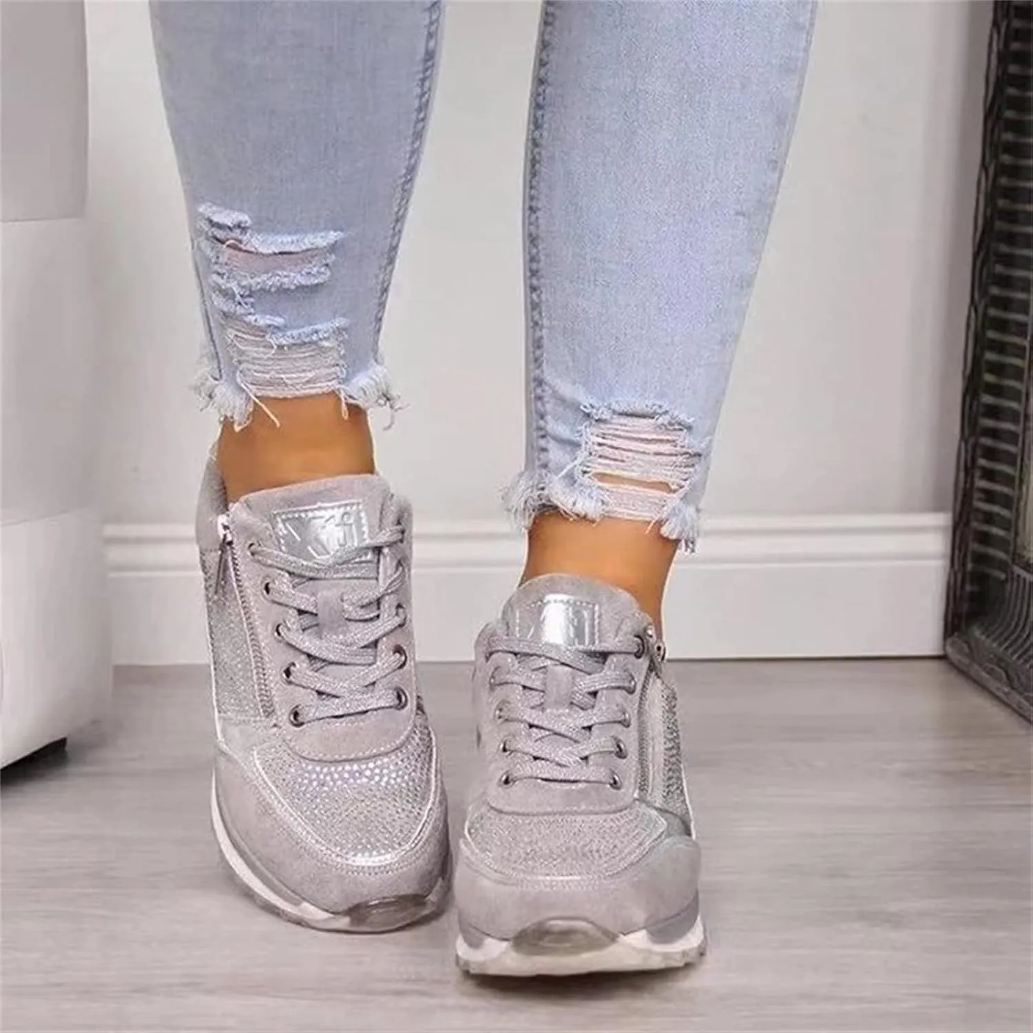 Lausiuoe Platform Shoes For Women Sneakers Lightweight Non-Slip Casual Fashion Soft Comfort Breathable Walking Shoes