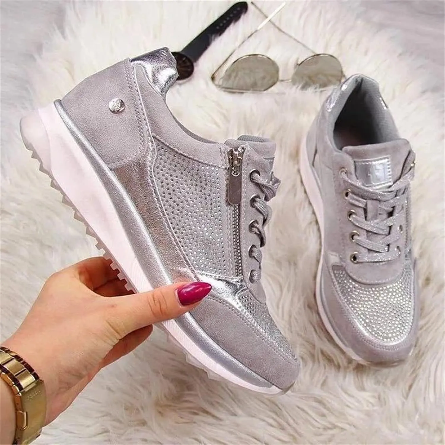 Lausiuoe Platform Shoes For Women Sneakers Lightweight Non-Slip Casual Fashion Soft Comfort Breathable Walking Shoes