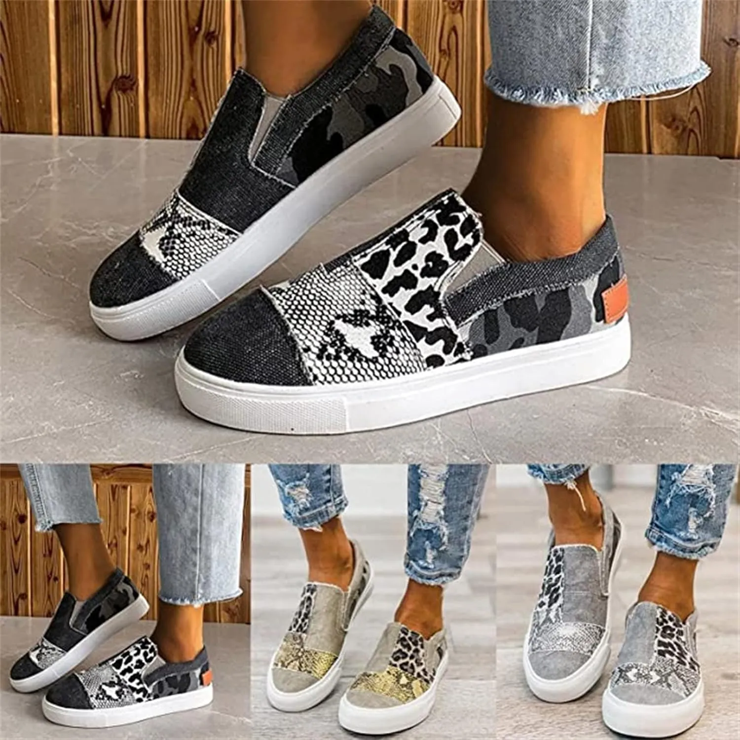 Lausiuoe Shoes For Women Flats Comfortable Dressy Canvas Low Top Sneaker Casual Fashion Slip On Comfort Walking Loafers
