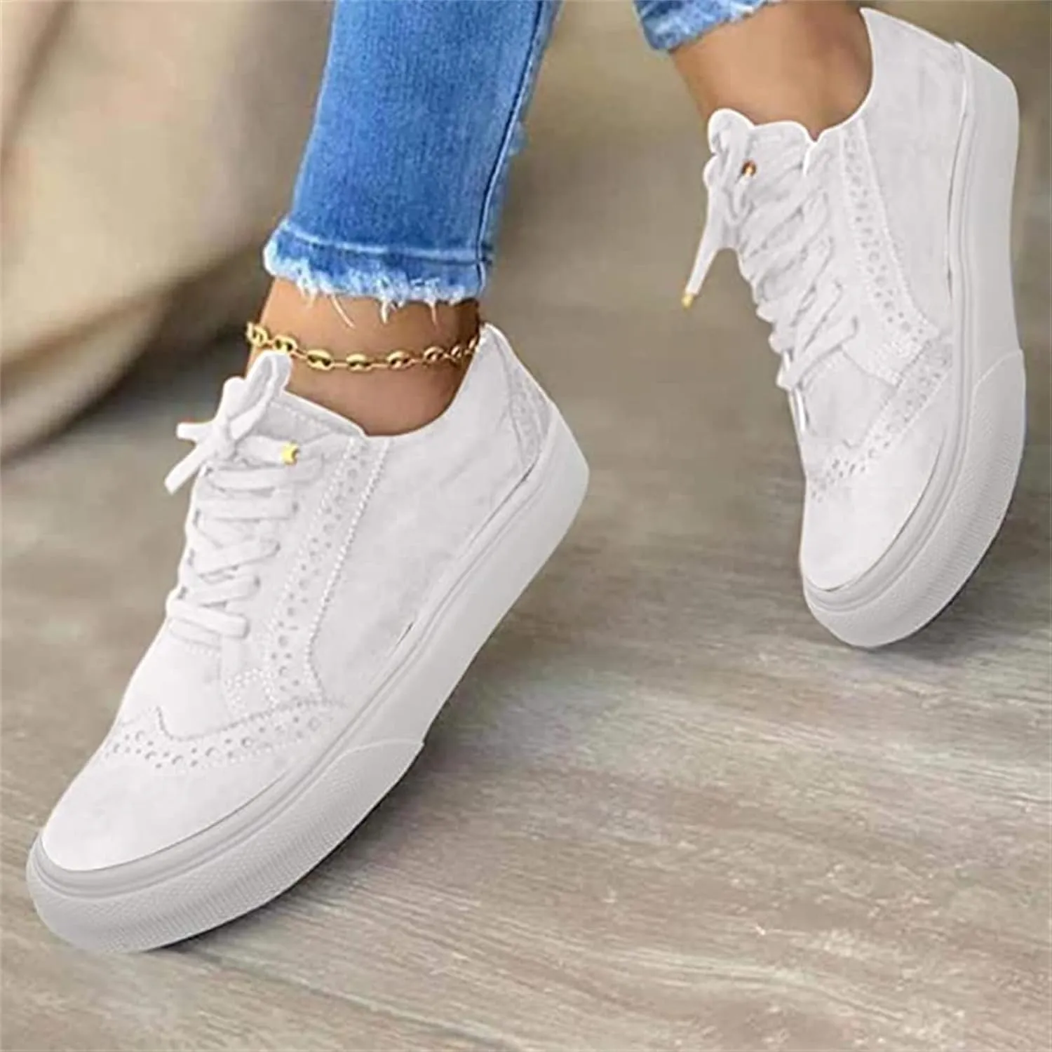 Lausiuoe Shoes For Women Sneakers Cute Fashion Canvas Walking Shoes Non-Slip Casual Soft Comfort Low Top Flat Loafers