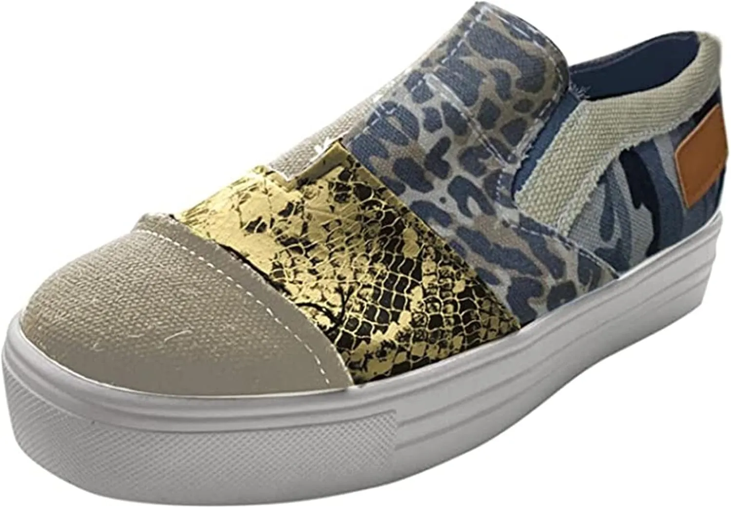 Lausiuoe Shoes For Women Sneakers Cute Slip On Canvas Loafers Fashion Casual Soft Comfort Non-Slip Flat Walking Shoes